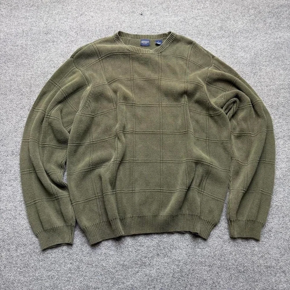 Vtg Arrow green knit sweater men's size large